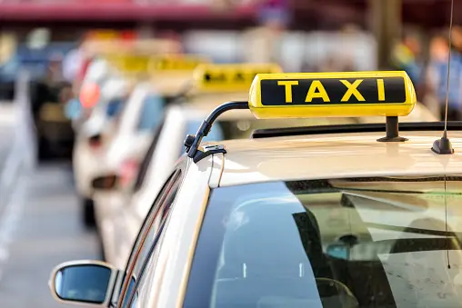 Taxi standing on taxi stand